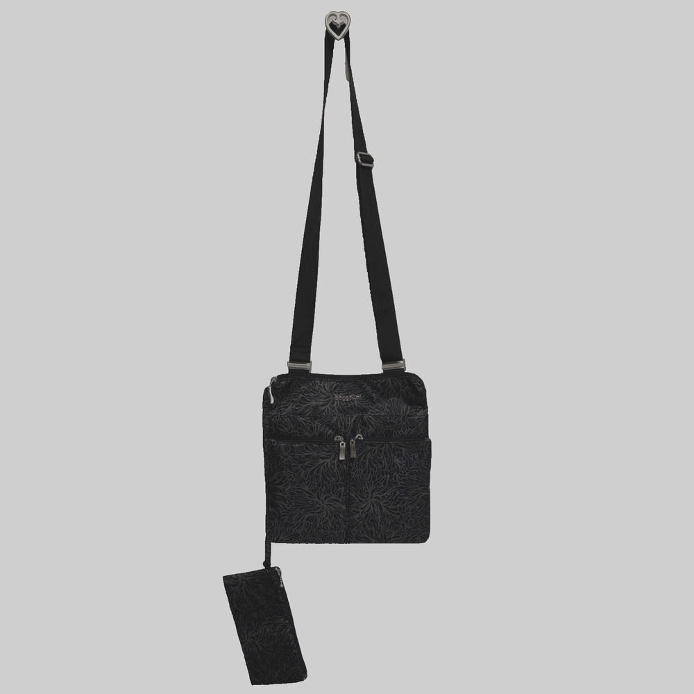 Baggallini Black And Gray Horizon Crossbody Handbag With Pouch